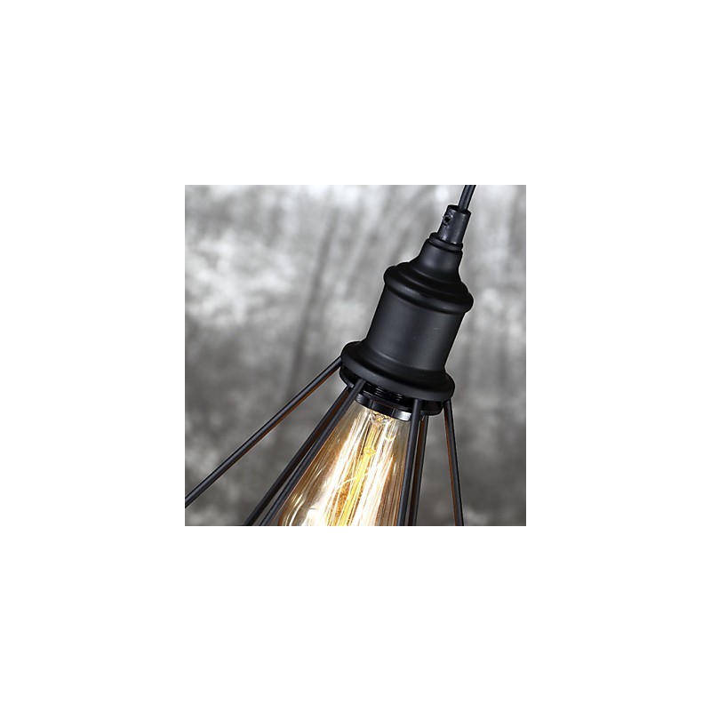 Lámpara colgante americana de acero con forma de jaula de pájaros, estilo retro vintage, para bricolaje, iluminación industrial para decorar el hogar.
