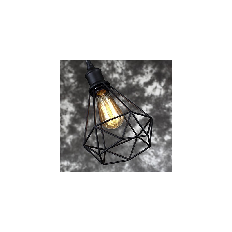 Lámpara colgante americana de acero con forma de jaula de pájaros, estilo retro vintage, para bricolaje, iluminación industrial para decorar el hogar.