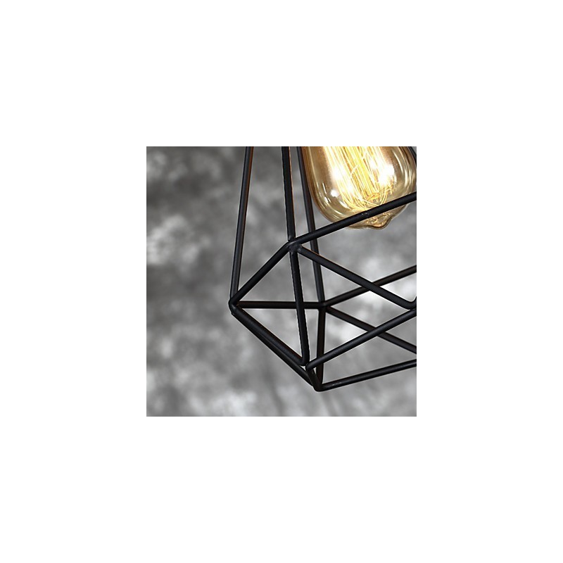 Lámpara colgante americana de acero con forma de jaula de pájaros, estilo retro vintage, para bricolaje, iluminación industrial para decorar el hogar.
