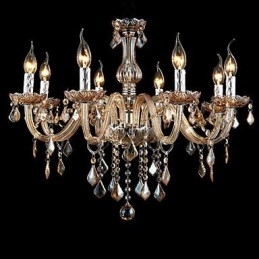 Candelabro de cristal de lujo con forma de vela de cristal ámbar