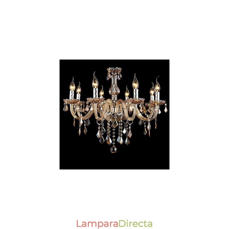 Candelabro de cristal de lujo con forma de vela de cristal ámbar