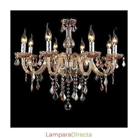 Candelabro de cristal de lujo con forma de vela de cristal ámbar Candelabro de cristal de lujo con forma de vela de cristal ámbar