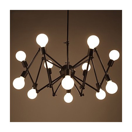 Lámpara de araña de hierro con luces negras American Loft de 12 cabezas Lámpara de araña de hierro con luces negras American Loft de 12 cabezas