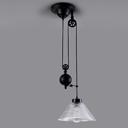 Lámpara colgante vintage de 1 luz, lámpara de isla, lámpara colgante para vestíbulo, metal y vidrio.