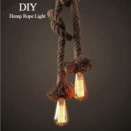 1 lámpara colgante de cuerda de cáñamo con diseño creativo de bricolaje