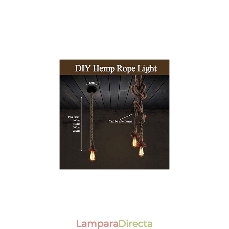 1 lámpara colgante de cuerda de cáñamo con diseño creativo de bricolaje