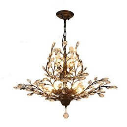 Lámpara de techo de cristal vintage de 7 luces, de metal, pintada en negro o dorado