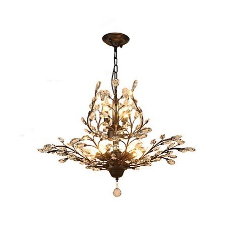 Lámpara de techo de cristal vintage de 7 luces, de metal, pintada en negro o dorado Lámpara de techo de cristal vintage de 7 luces, de metal, pintada en negro o dorado