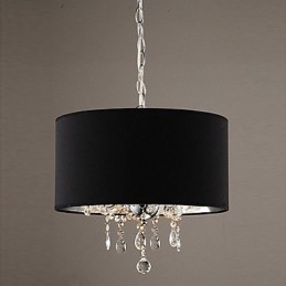 Lámpara de araña moderna y contemporánea de cristal en forma de tambor, estilo mini, cromada