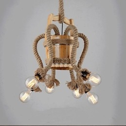 Lámpara creativa de araña de barril de madera