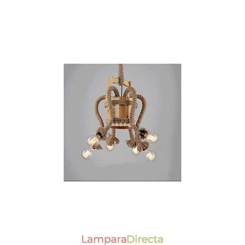 Lámpara creativa de araña de barril de madera