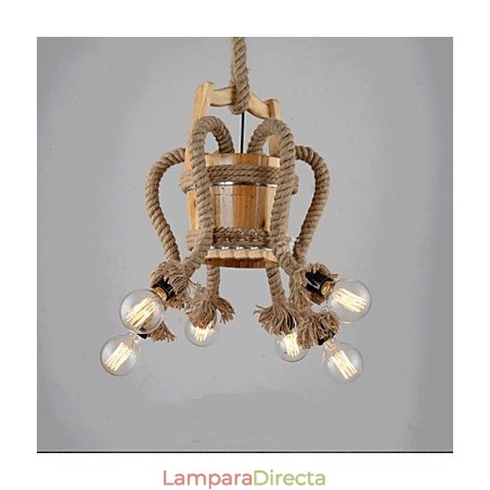 Lámpara creativa de araña de barril de madera Lámpara creativa de araña de barril de madera