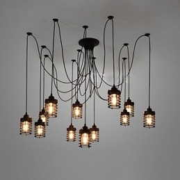 Lámpara de techo vintage Edison ajustable, lámpara colgante DIY, iluminación moderna y elegante para comedor industrial.