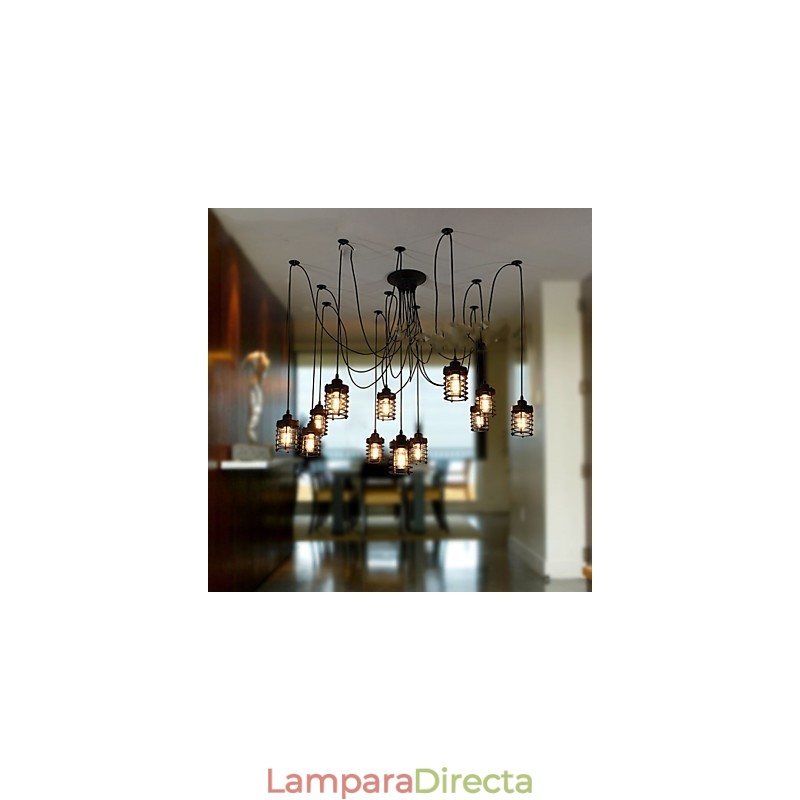 Lámpara de techo vintage Edison ajustable, lámpara colgante DIY, iluminación moderna y elegante para comedor industrial.