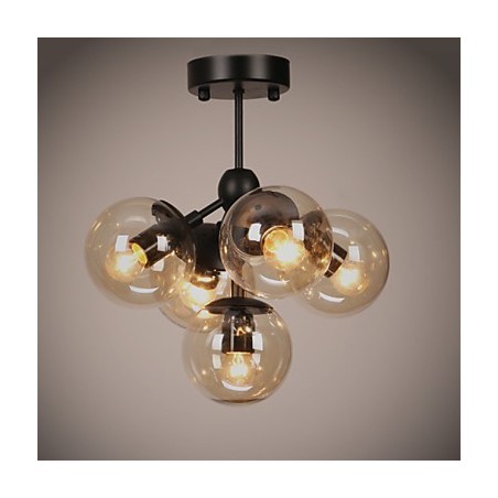 Lámpara de araña de 5 luces con bola de cristal, estilo retro, para exteriores, garaje y metal. Lámpara de araña de 5 luces con bola de cristal, estilo retro, para exteriores, garaje y metal.