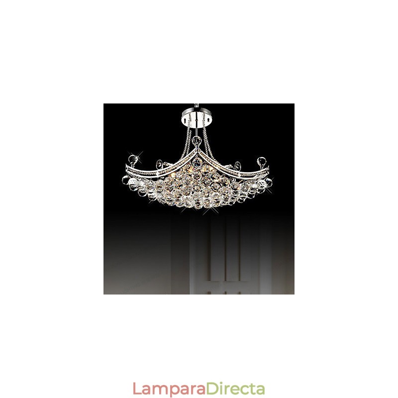 Lámpara colgante moderna contemporánea de metal galvanizado con cristal