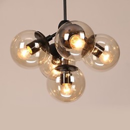 Lámpara de araña de 5 luces con bola de cristal, estilo retro, para exteriores, garaje y metal.