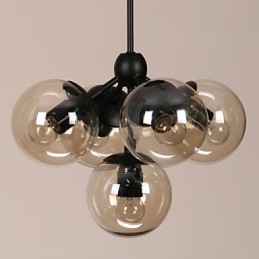 Lámpara de araña de 5 luces con bola de cristal, estilo retro, para exteriores, garaje y metal.