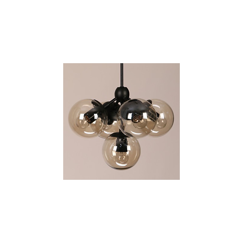 Lámpara de araña de 5 luces con bola de cristal, estilo retro, para exteriores, garaje y metal.