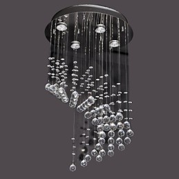 Lámpara de techo moderna contemporánea de metal cromado y cristal