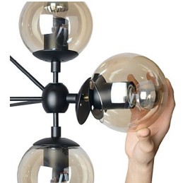 Lámpara de araña de 5 luces con bola de cristal, estilo retro, para exteriores, garaje y metal.