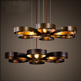 Lámpara colgante industrial de hierro con diseño de flor de viento de estilo country americano