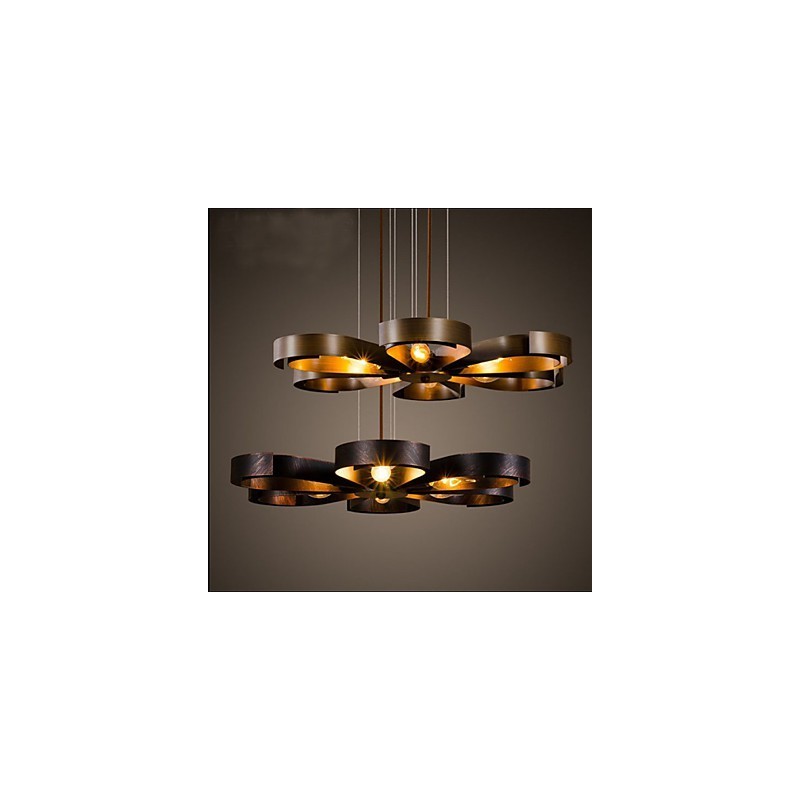 Lámpara colgante industrial de hierro con diseño de flor de viento de estilo country americano