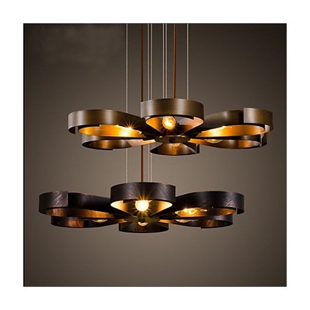 Lámpara colgante industrial de hierro con diseño de flor de viento de estilo country americano Lámpara colgante industrial de hierro con diseño de flor de viento de estilo country americano