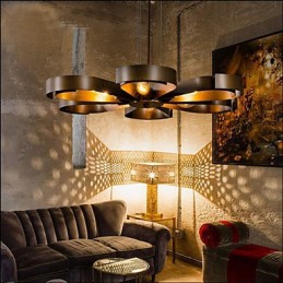 Lámpara colgante industrial de hierro con diseño de flor de viento de estilo country americano