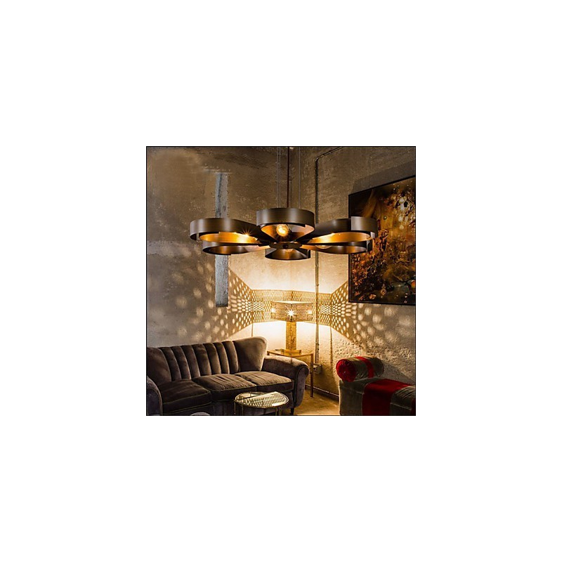 Lámpara colgante industrial de hierro con diseño de flor de viento de estilo country americano