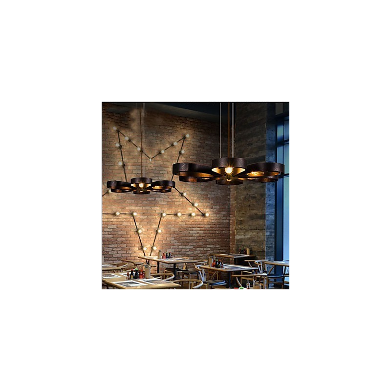 Lámpara colgante industrial de hierro con diseño de flor de viento de estilo country americano