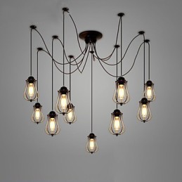 Lámpara de techo vintage Edison ajustable, lámpara colgante para bricolaje, iluminación moderna y elegante para comedor industrial.