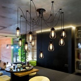 Lámpara de techo vintage Edison ajustable, lámpara colgante para bricolaje, iluminación moderna y elegante para comedor industrial.