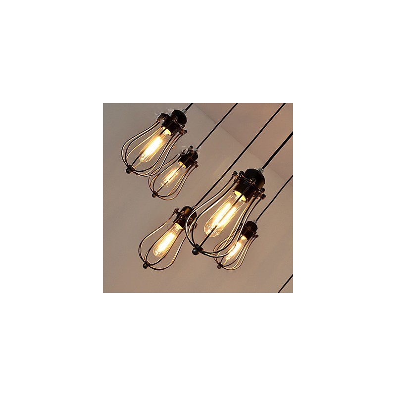 Lámpara de techo vintage Edison ajustable, lámpara colgante para bricolaje, iluminación moderna y elegante para comedor industrial.