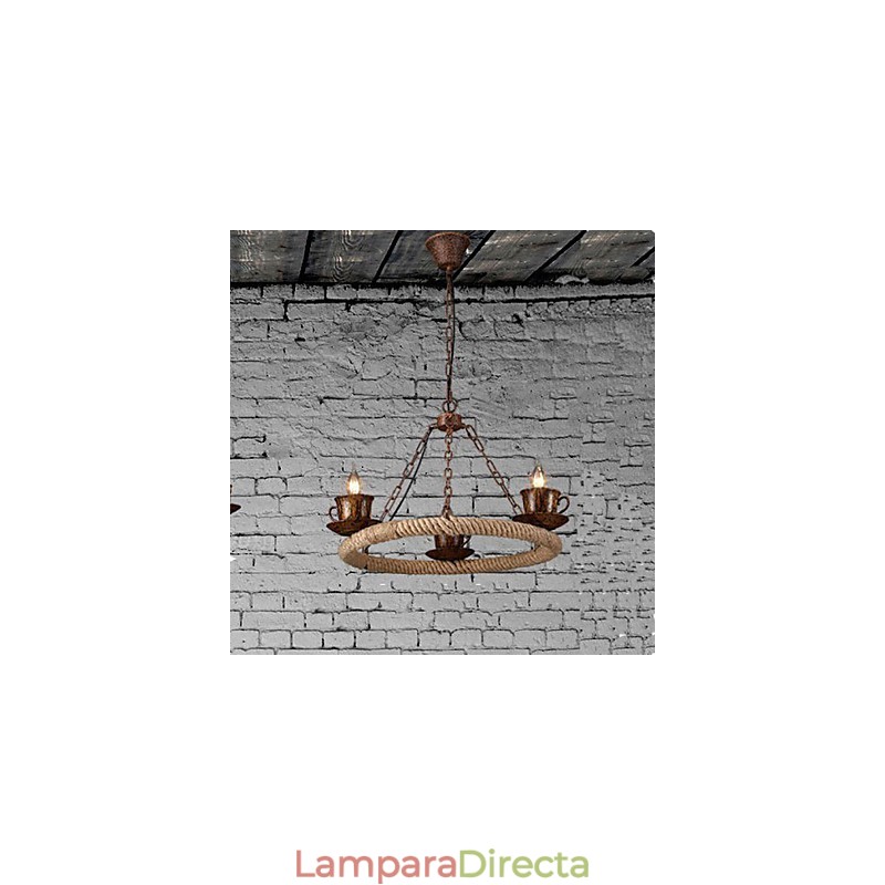 Lámpara de araña de cuerda de viento de la industria cerámica Lámpara de araña de hierro retro Simple3