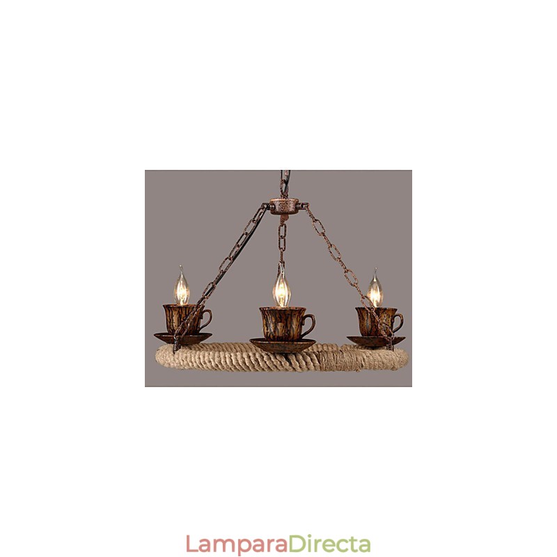 Lámpara de araña de cuerda de viento de la industria cerámica Lámpara de araña de hierro retro Simple3