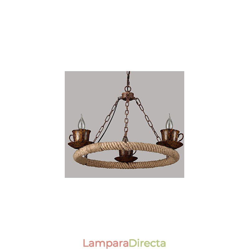 Lámpara de araña de cuerda de viento de la industria cerámica Lámpara de araña de hierro retro Simple3