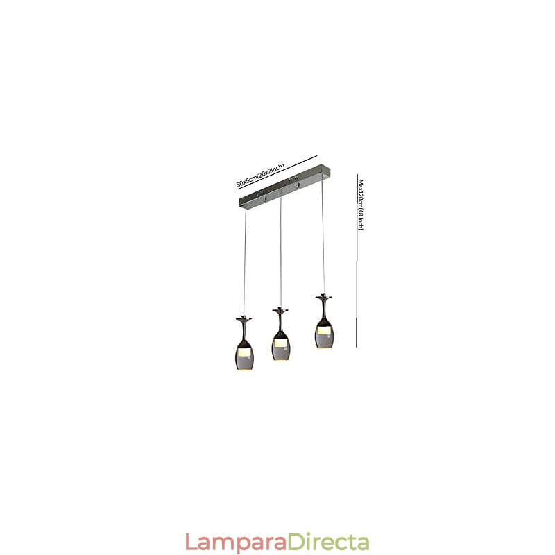 Lámparas colgantes de 3 luces con placa trasera larga, modernas y contemporáneas