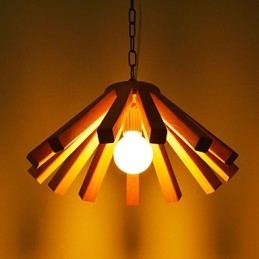 Lámpara colgante de bambú de estilo retro campestre de madera