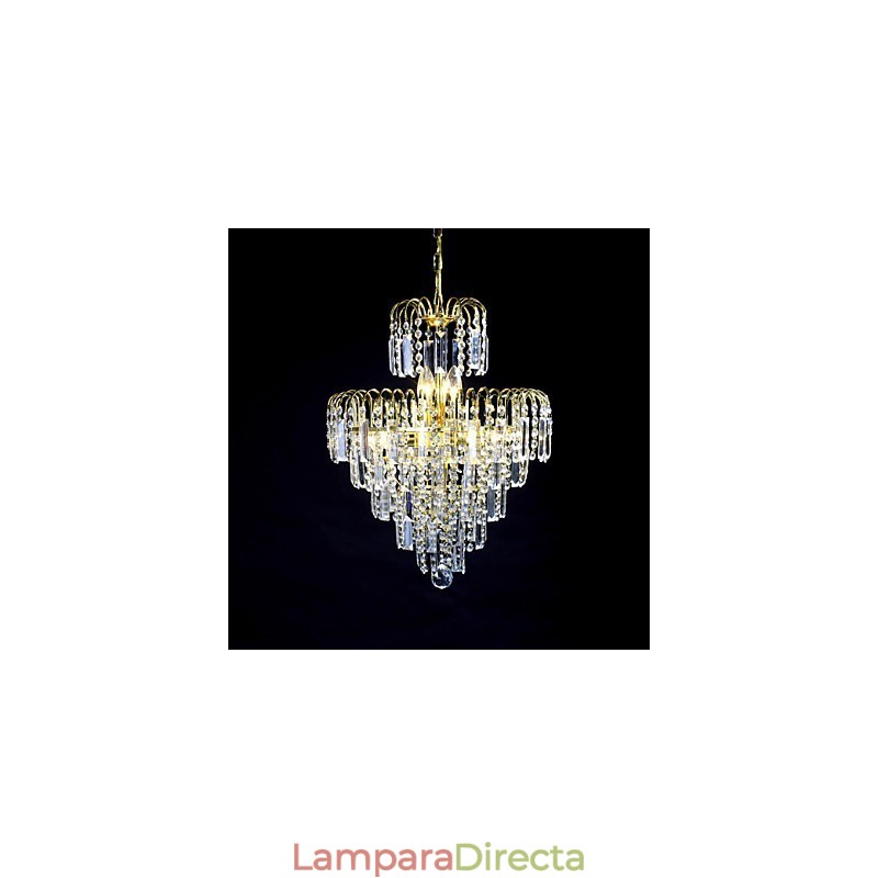Lámpara de araña de lujo de estilo europeo con 6 luces y forma de corona