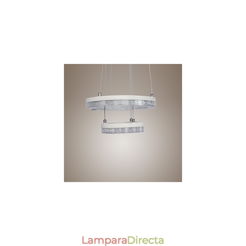 Lámpara colgante de cristal con forma de letra "C" moderna, dos anillos