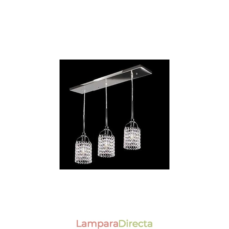 Lámpara colgante de metal y cristal