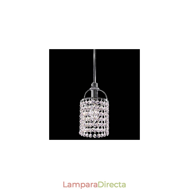 Lámpara colgante de metal y cristal