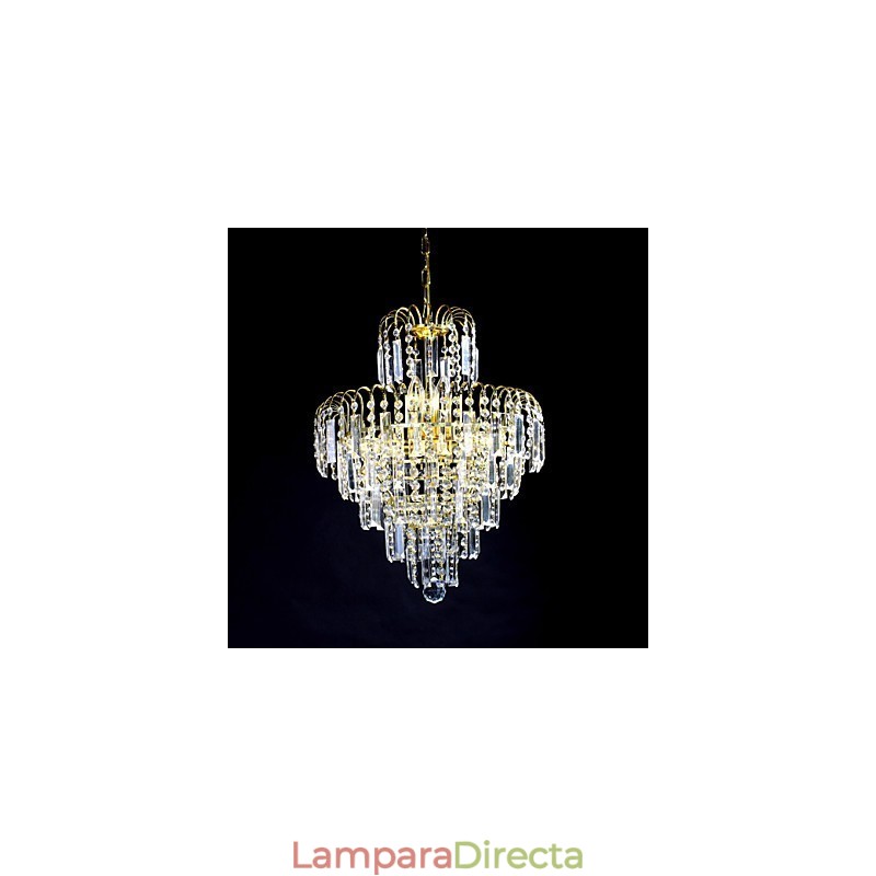 Lámpara de araña de lujo de estilo europeo con 6 luces y forma de corona