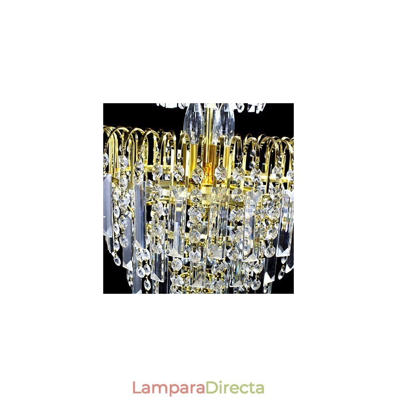 Lámpara de araña de lujo de estilo europeo con 6 luces y forma de corona