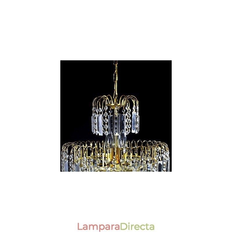 Lámpara de araña de lujo de estilo europeo con 6 luces y forma de corona