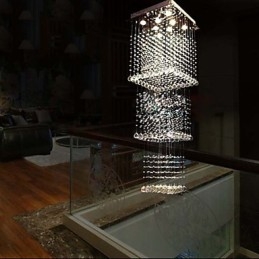 Lámparas colgantes de cristal para techo, 8 luces, modernas y lujosas, con dosel plateado, K9, accesorios de cristal transparente.