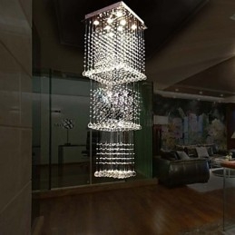 Lámparas colgantes de cristal para techo, 8 luces, modernas y lujosas, con dosel plateado, K9, accesorios de cristal transparente.