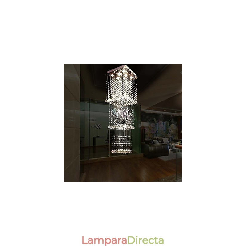 Lámparas colgantes de cristal para techo, 8 luces, modernas y lujosas, con dosel plateado, K9, accesorios de cristal transparente.