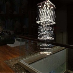 Lámparas colgantes de cristal para techo, 8 luces, modernas y lujosas, con dosel plateado, K9, accesorios de cristal transparente.